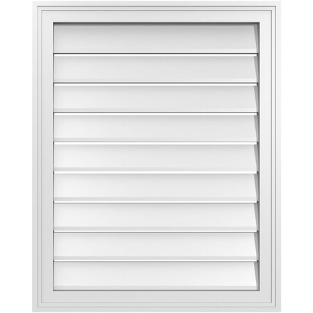 Ekena Millwork Vertical Surface Mount PVC Gable Vent: Functional, w/ 2"W x 1-1/2"P Brickmould Frame, 24"W x 30"H GVPVE24X3002SF